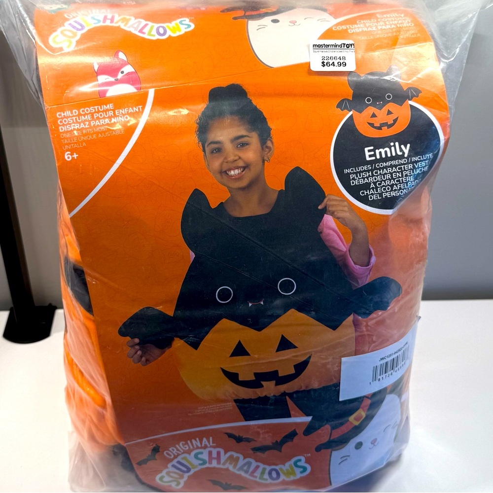 Emily Squishmallow Halloween Bat pumpkin Costume - Orange and Black
